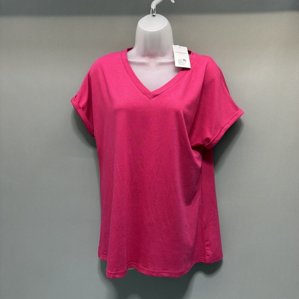 Xieerduo Pink Short Sleeve V Neck T Shirt Women’s Size Medium NWT